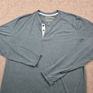 Fair Harbor Henley Shirt Mens Medium Green Sun Protection UPF 50 Long Sleeve Tee